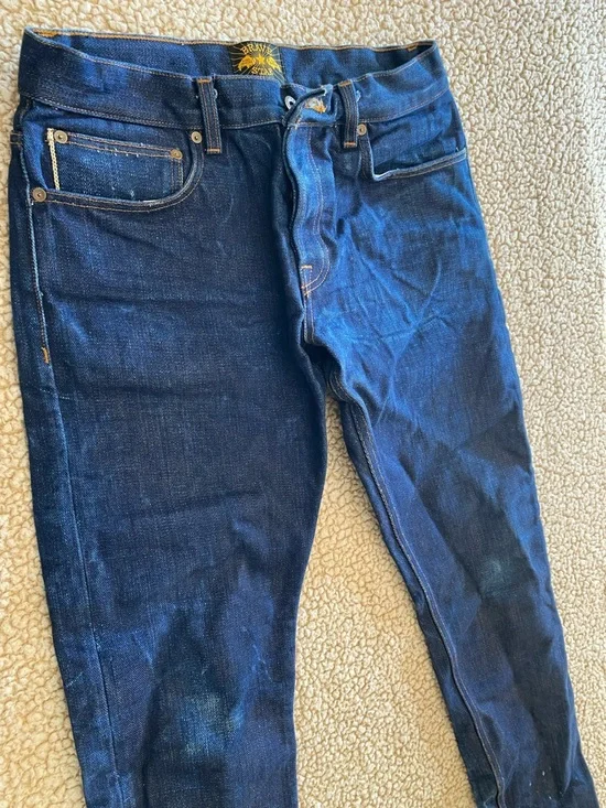 Brave Star Slim Straight Men's Dark Blue Denim Jeans - Picture 3 of 16